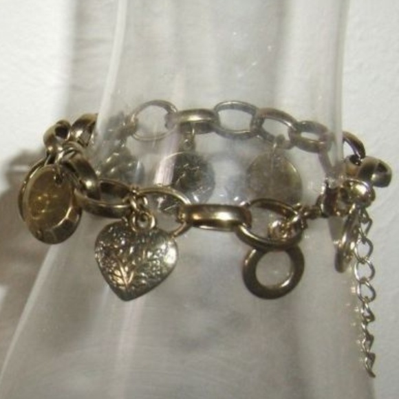 Hearts Coins Chain Extension Gold-tone Bracelet